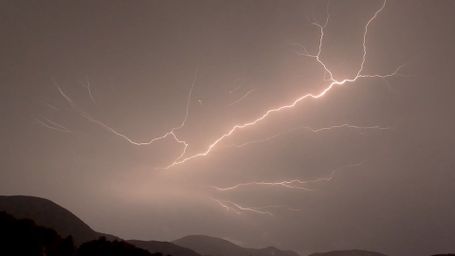Lightning Across the Stormy Sky - Lightning, Thunderstorm, Night Sky, Storm, Nature Power, Electricity, Energy, Weather, Dramatic S