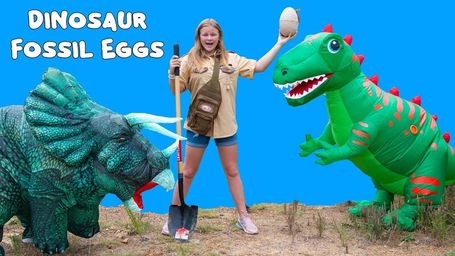 Assistant Hunts for T-Rex and Triceratops Dinosaur Egg Fossils Challenge
