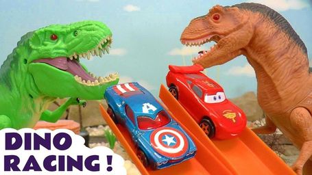 Hot Wheels Dinosaur Racing Full Episodes With Disney Cars Mcqueen and Family Friendly Funlings