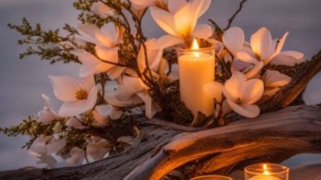 Candle Bloom - Candle, Flowers, Calm, Relax, Warm, Light, Peaceful, Nature, Evening, Serenity - RELAXO is the Be