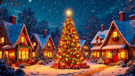 Village Christmas - Christmas, Village, Winter, Snow, Lights, Tree, Cozy, Holiday, Festive, Gifts - RELAXO is the Bes