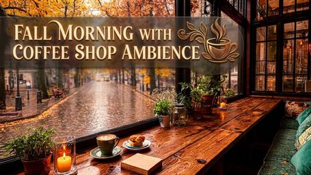 Outdoor Coffeeshop Ambience on a Fall Morning for Relaxation