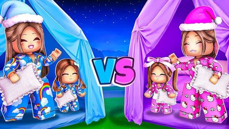 BLUE vs PINK SLEEPOVER in Brookhaven!
