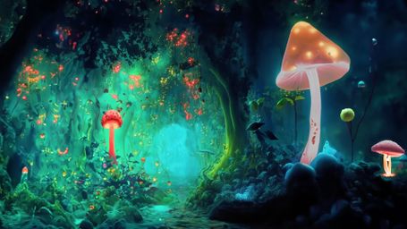 Enchanted Forest of Glowing Mushrooms - Fantasy, Forest, Mushrooms, Glowing, Enchanted, Magical, Bioluminescent, Nature, Dreamscape, Fair