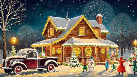 Christmas Cottage - Christmas, Cottage, Winter, Snow, Holiday, Lights, Cozy, Festive, Family, Nostalgic - RELAXO is t