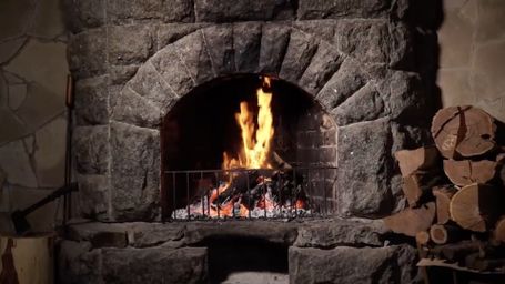 Stone Fireplace Warmth - Fireplace, Fire, Warmth, Cozy, Cabin, Stone, Wood, Winter, Comfort, Relaxation, Home - RELAXO is