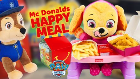 Paw Patrol Skye, Chase and Marshall Eat a McDonalds Happy Meal